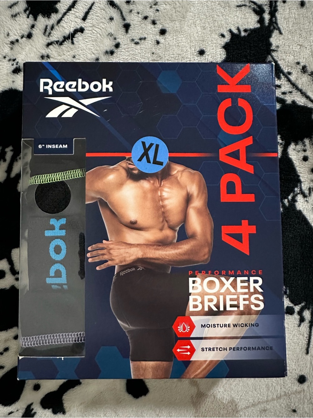 Reebok Men's Black & Blue Performance Boxer Briefs - 4 Pack